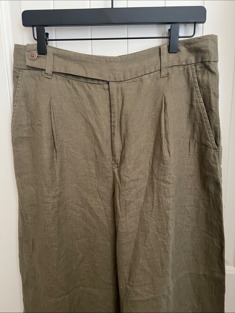 Madewell Olive Wide-Leg Linen Chinos - Picture 3 of 10